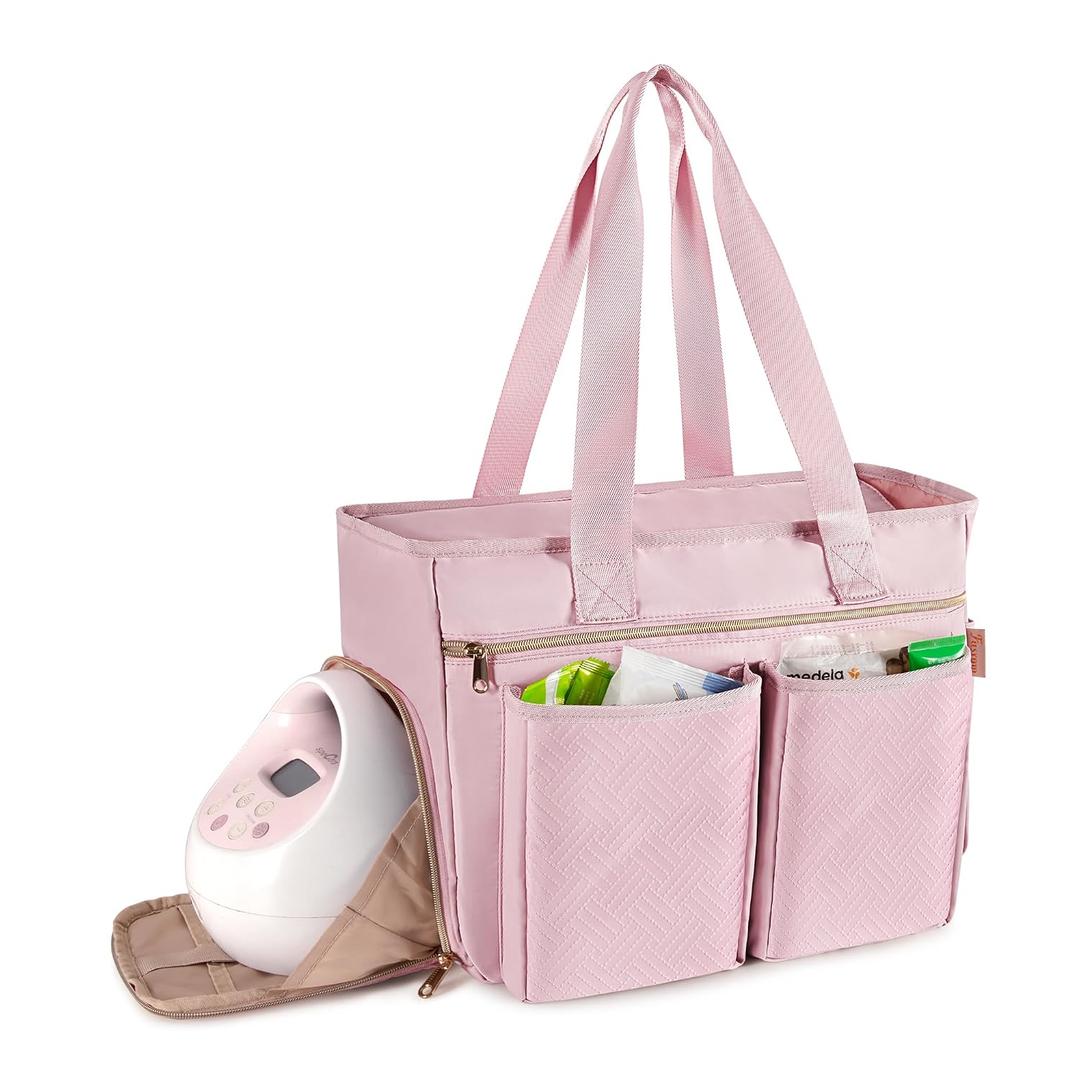 Fasrom Breast Pump Bag Compatible with Spectra S1 S2, Pumping Bag for Work, Portable Breast Pump Storage Travel Tote Bag, Pink