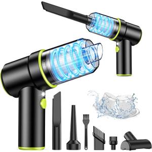 KMM Handheld Car Vacuum Cleaner, 9000PA Vacuum Cleaner & Air Duster, 120W High Power Vacuum Portable Cordless, Hand Held Vacuum Rechargeable with Multi-Nozzles & LED Light for Home, Car, Office