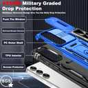 Atump for Samsung Galaxy S24 FE Case with [2Pcs] HD Screen Protector & Slide Camera Cover, Rotated Ring Kickstand [Military Grade Shockproof] Protective Case for Galaxy S24 FE 6.7", Navy Blue