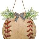 KOCOART Door Wreath for Front Door Vintage Baseball Softball Rustic Farmhouse Hanging Door Sign Round Red Lace Seam Wall Decoration for Home Porch Bedroom Office Garden Indoor Outside (Pattern3)