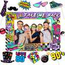 90s Themed Party Decorations for Adults, 1990s Throwback Party Photo Booth Props, 80s 90s Birthday Party Picture Booth Frame & Props for Retro Hip Hop Party Favors