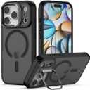 Nvollnoe for iPhone 17 Pro Case Compatible with MagSafe Military Grade Shockproof Heavy Duty Protective Adjustable Kickstand Matte Semi Clear Phone Case for iPhone 17 Pro(Black)