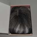 HOOJIH Hair Topper for Women with Thinning Hair 4x2.5inch Base Real Human Hair Topper with Bangs Handmade Invisiable Lace Front Topper - Dark Gray