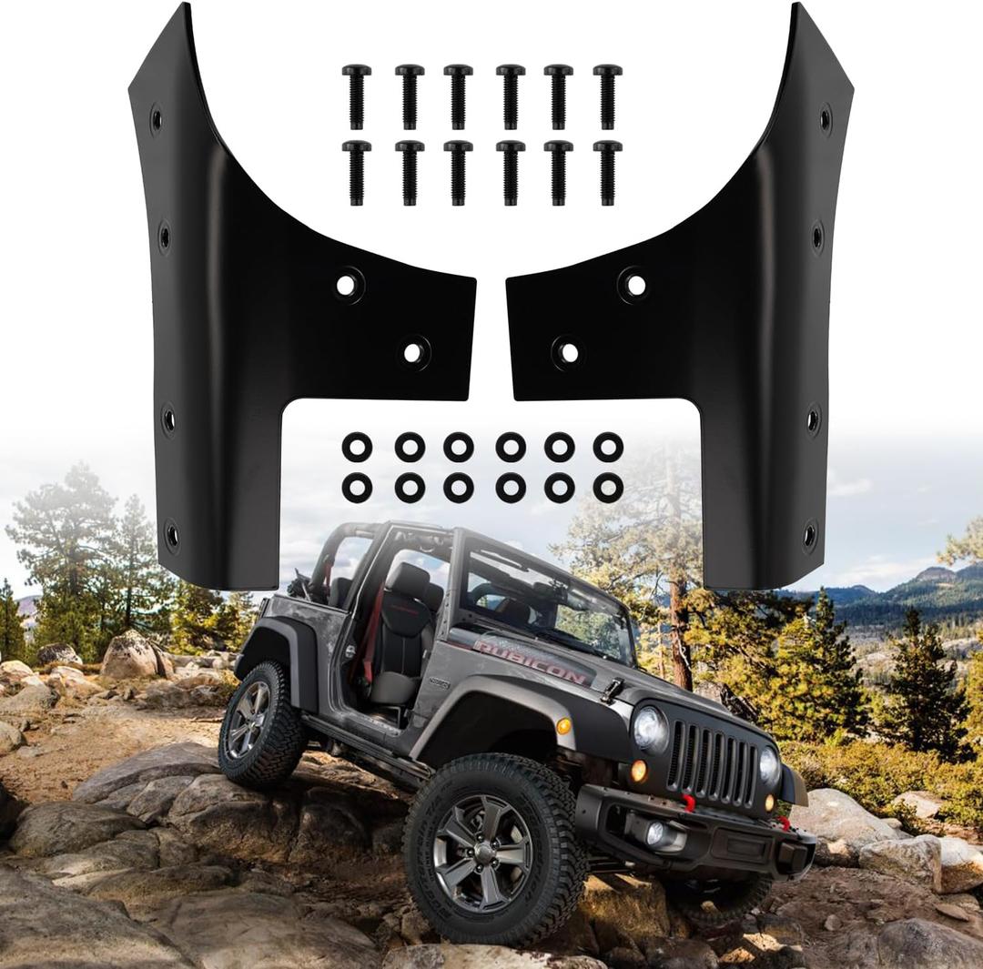 Black Windshield Hinge Kit fits for 2007-2018 Jeep Wrangler JK,Replaces Rugged Ridge 11209.03