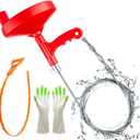 Forlivese Drain Auger,25Ft Plumbing Snake,Heavy Duty Toilet Snake Drain Clog Remover for Bathroom Sink,Kitchen Cleaning,Comes with Gloves and 1 Pack Plastic Hair Snake