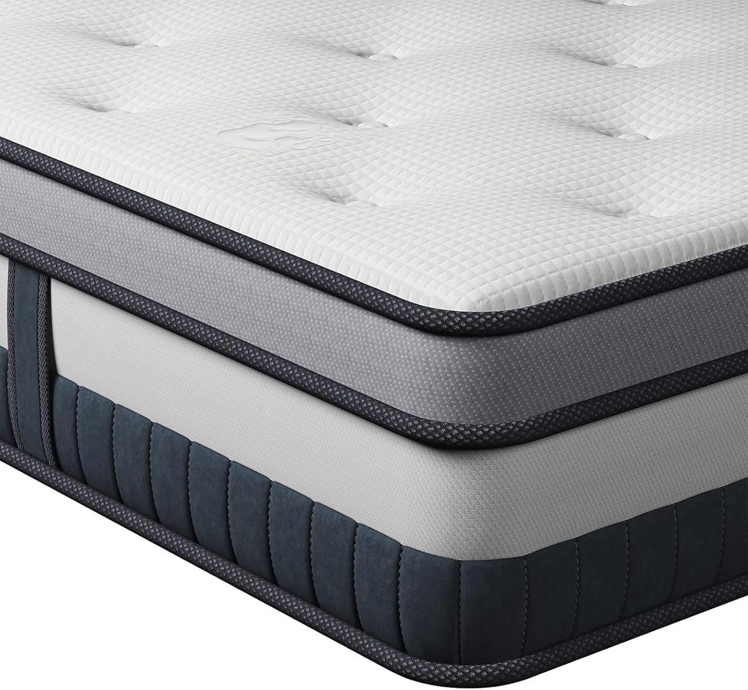 Vesgantti Queen Mattress 12 Inch Innerspring Multilayer Hybrid Queen Mattress - Ergonomic Design with Memory Foam and Pocket Spring Mattresses Queen Size - Box Top Series Medium Firm Feel