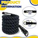 100% Polyester Climbing Rope with Hooks - Heavy Duty 1000LBS Load Capacity, 1.5inch Diameter, 10ft Length for Outdoor Rock Climbing, Rescue & Escape (10ft)