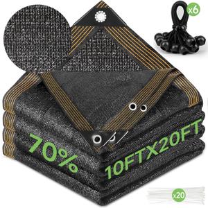 FOTMISHU 70% Shade Cloth 10ftx20ft Anti-Aging Sun Mesh UV Resistant Net, Sunblock Garden Tarp for Plant Cover, Greenhouse, Barn or Kennel, Flowers, Plants