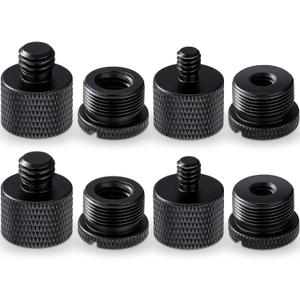 8 Pieces Mic Stand Adapter 5/8 Female to 3/8 Male and 3/8 Female to 5/8 Male, 5/8 Female to 1/4 Male and 1/4 Female to 5/8 Male Screw Thread Adapter Mic Thread Adapter Set for Microphone (Black)