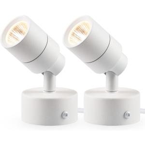 SUNVIE 2 Pack LED Up Lights Indoor, 3W Spot Lights for Indoor Use with 3000K Warm White, 120V Spotlights for Plants Pictures Artwork Uplighting & Accent Lighting, 5.9 FT Plug Cord with Foot Switch