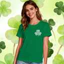 St Patricks Day Shirts for Women Lucky Irish Shamrock Shirt St Pattys Day Short Sleeve (X-Large, Green5)