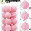 Wironlst Velvet Ornaments for Christmas Tree, 3 Style Flocked Matte Velvet Christmas Ball Ornaments, Shatterproof Decor for Xmas Tree Wedding Holiday Party Home (3.15" 16pcs Pink)
