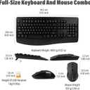 Wireless Keyboard and Mouse Combo,Silent Soft Touch Quiet Keyboard Less Noise 90%,Ergonomic with Wrist Rest,2.4GHz 104 Keys Full Size,2400 DPI Mouse,for Office/Work/Home/PC Computer/Laptop/Mac,Black
