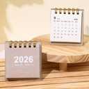 Mini Desk Calendar 2025-2026,4Pack Small Desk Calendar,Runs from July 2025 to Dec 2026 Monthly Planner Calendar Gold Twin-Wire Binding for Home Office School (Black Green Blue Beige)