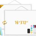 Lumspax Small Dry Erase Board for Wall, 16" x 12" Double-sided Hanging Whiteboard, Dry Erase White Board with 3 Markers, 4 Magnets and 3 Mini Sticky Notes, Portable Whiteboard for Home, Office, School