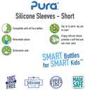 2 x Pura Kiki Bottle Short Silicone Sleeves - Plastic-Free, Medical Grade, NonToxic, MadeSafe Certified | Adds Grip, Non-Slip, Removable | Provides Insulation for Hot & Cold Liquids | Green