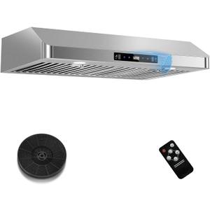 SNDOAS Under Cabinet Range Hood 30 inch, Stainless Steel Ducted/Ductless Range Hood with Touch/Gesture/Remote Control,700CFM & 3-Speed Kitchen Stove Vent Hood, Baffle Filters,3 Air Vents