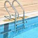 3 Step In-Ground Swimming Pool Ladder with Easy Mount Legs, Stainless Steel In Ground Swimming Pool Ladder, Entry and Exit System for In-Ground Swimming Pools(3 Pedals)