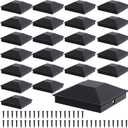 Goovilla 4x4 Post Caps Black(Actual 3.5" x 3.5"), 24 Pack Fence Post Caps with 48 Screws and Easy Installation, Sturdy Waterproof Plastic Deck Post Caps with Frosted Finishing Touch, Protect Wood Post