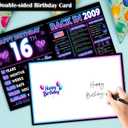 2 x Jumbo 16th Birthday Card for Boys Girls, Neon 16th Birthday Party Decorations for Him Her, Happy 16 Year Old Birthday Gifts for Son Daughter, Double-Sided with Two Stickers