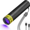 SEVENKA Black Light UV Flashlight, Rechargeable 365nm Ultraviolet Light, Mini & Powerful LED Blacklight for Dog/Cat Pet Urine, Gel Nail Curing, Scorpion Finder, Leak Detection