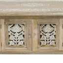 Lightnpro Handmade Wooden Coffee Table - Rectangular Foldable Table with Storage,Intricate Carving, Modern & Contemporary Home Dcor, Compact Living Room Furniture  36 Inch White Wash Finish