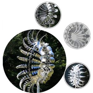Unique and Magical Metal Windmill, 3D Wind Powered Kinetic Sculpture, Metal Wind Spinner Solar, Wind Spinners for Yard and Garden, Wind Catchers Metal Outdoor Patio Decoration (2 PCS -Silver)