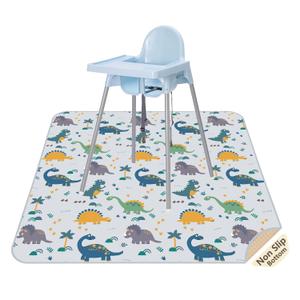 Splat Floor Mat for Under High Chair/Arts/Crafts by CLCROBD, 51" Waterproof Anti-Slip Food Splash Spill Mess Mat, Washable Portable Picnic Mat and Table Cloth (Dinosaur)
