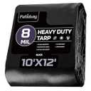 Heavy Duty Waterproof, Black
Thick Plastic Tarp, UV Resistant, Grommets Every 23.6", Tear & Fade Resistant, Reinforced Edges for Outdoor Pool, Camp & Tent