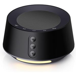 White Noise Machine with Night Light 20 Soothing Sounds, 10 Color Lights, 5 Timer Settings & Memory Function, Portable Sleep Sound Machine for Baby Nursery, Kids & Adults, Black