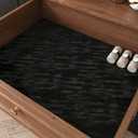 Decotalk Black Velvet Liner for Kitchen Cabinets Shelf Liner 15.7"x200" Self Adhesive Felt Liner for Drawers Shelf Liners Solid Black Flocking Fabric Peel and Stick Velvet Contact Paper, Stripes Felt