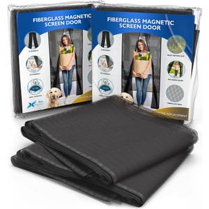 Flux Phenom Screen Door Mesh 38x82 Inch  Easy Install, Strong Magnet Strength, Pet Tested, Hands-Free Entry, Door Screen Magnetic Closure, Keeps Bugs Out - Pack of 2