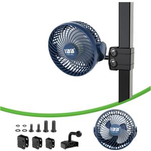 10L0L Universal Golf Cart Fan Fits Yamaha/EZGO/Club Car, Fixed Bracket 360Degree Rotational Fan, 3 Speed Adjustment, Support for Reverse Charging and Emergency Lighting-Blue