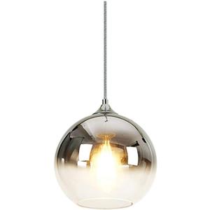 Gradient Silver Glass Globe Pendant Light,Spherical Glass Hanging Light Fixtures Island Ceiling Lamp (7.8'')