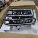 LED Headlights Assembly Headlamps Replacement for 1999-2002 Chevy Silverado 2000-2006 Suburban 00-06 Tahoe Sequential Turn Signal Hi/Low Beam DRL with Bulbs