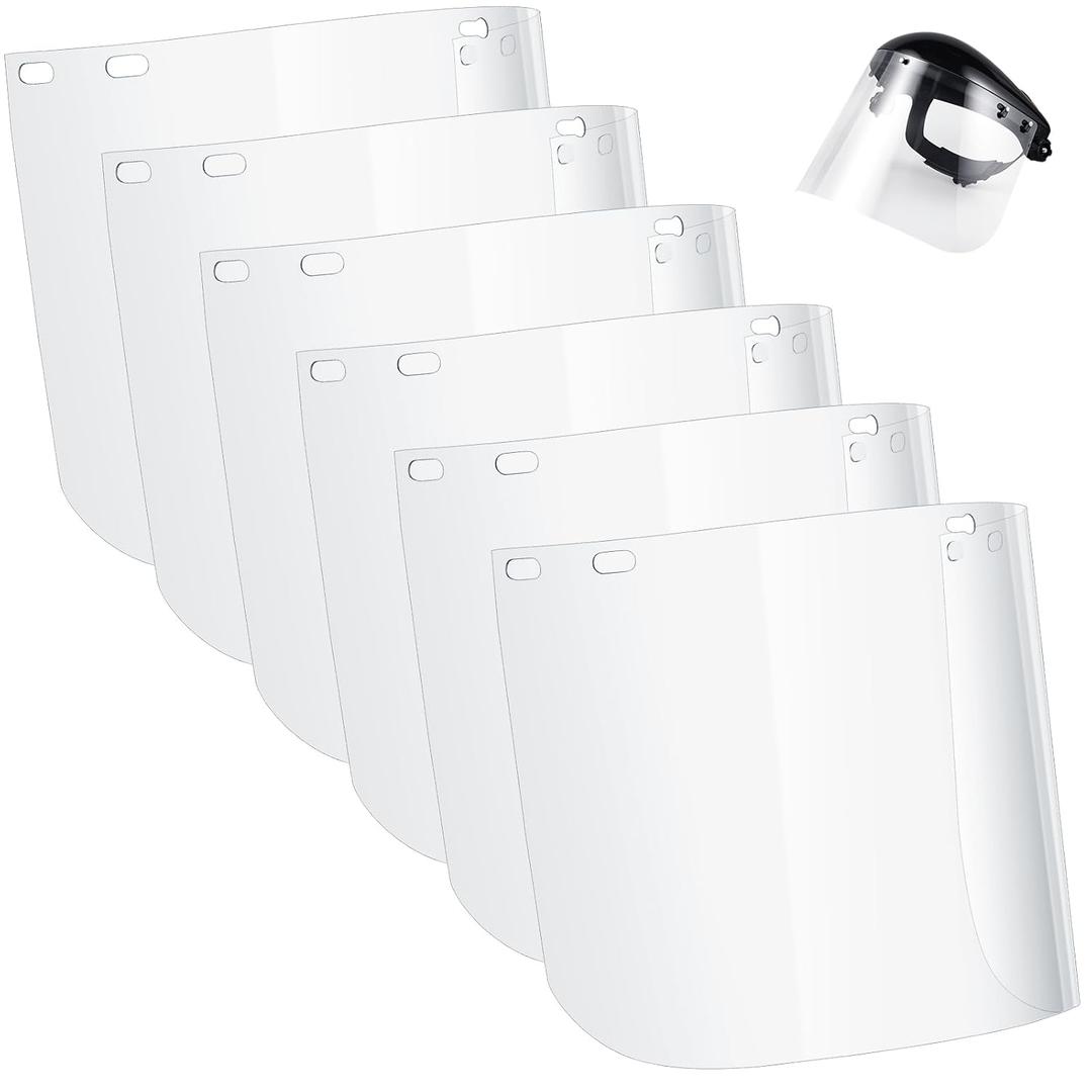 Kingdder 6 Pcs Clear Face Shield Replacement for Grinding and Cutting, 15x 8x 0.04 Inches Safety Faceshield Visors (Edgeless,PET)
