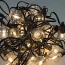 Brightown Outdoor String Lights, 50FT 25 G40 Bulbs Shatterproof Patio Lights, IP65 Waterproof Dimmable Hanging Connectable Globe LED Outdoor Lights for Backyard, Bistro, Porch, Deck, Balcony (Black)