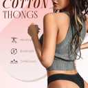 FINETOO Cotton Thongs for Women Soft Low Rise Sexy Thong Ladies Panties Womens Underwear 6 Pack (M)