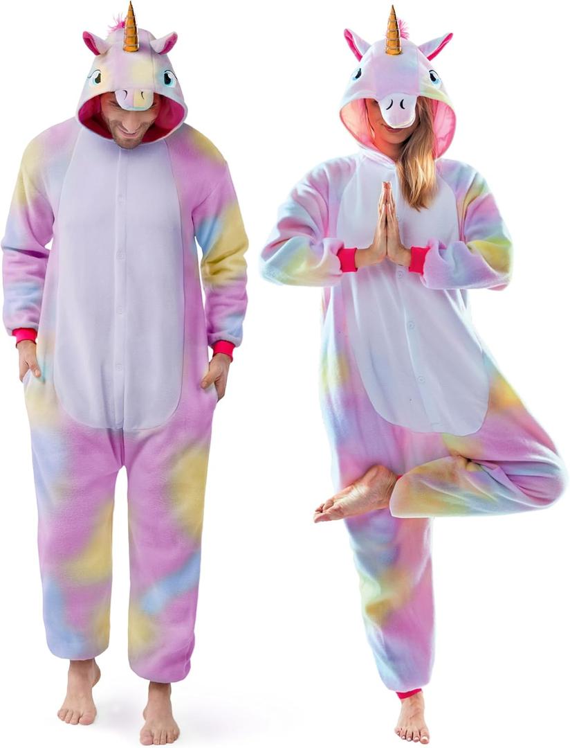 Spooktacular Creations Halloween Unicorn Costume, Unisex Adult Unicorn Jumpsuit for Halloween Cosplay Themed Parties (Small, Pink)