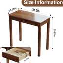 Solid Wooden Desk with Drawers - 32 x 16 Inch Narrow Desks, Rubberwood Mid Century Modern Desks, Small Writing Desk for Bedroom|Small Spaces - Walnut Color, 31.5 in W x 15.7 in D