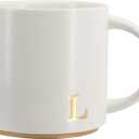 COLLECTIVE HOME - Monogram Ceramic Mugs, 15 oz Golden Initial Coffee Cups, Elegant Capital Alphabet Tea Mugs, Elegant Personalized Mug with Gift Box, Luxurious Cups for Office and Home (L)