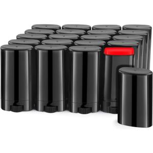 20 Pack 15g Plastic Oval Deodorant Containers Empty Lipstick Balm Tubes Twist-Up Cosmetic Tube Bottle with Cap for DIY Chapstick Lotion Sticks Vials Crayon - Black