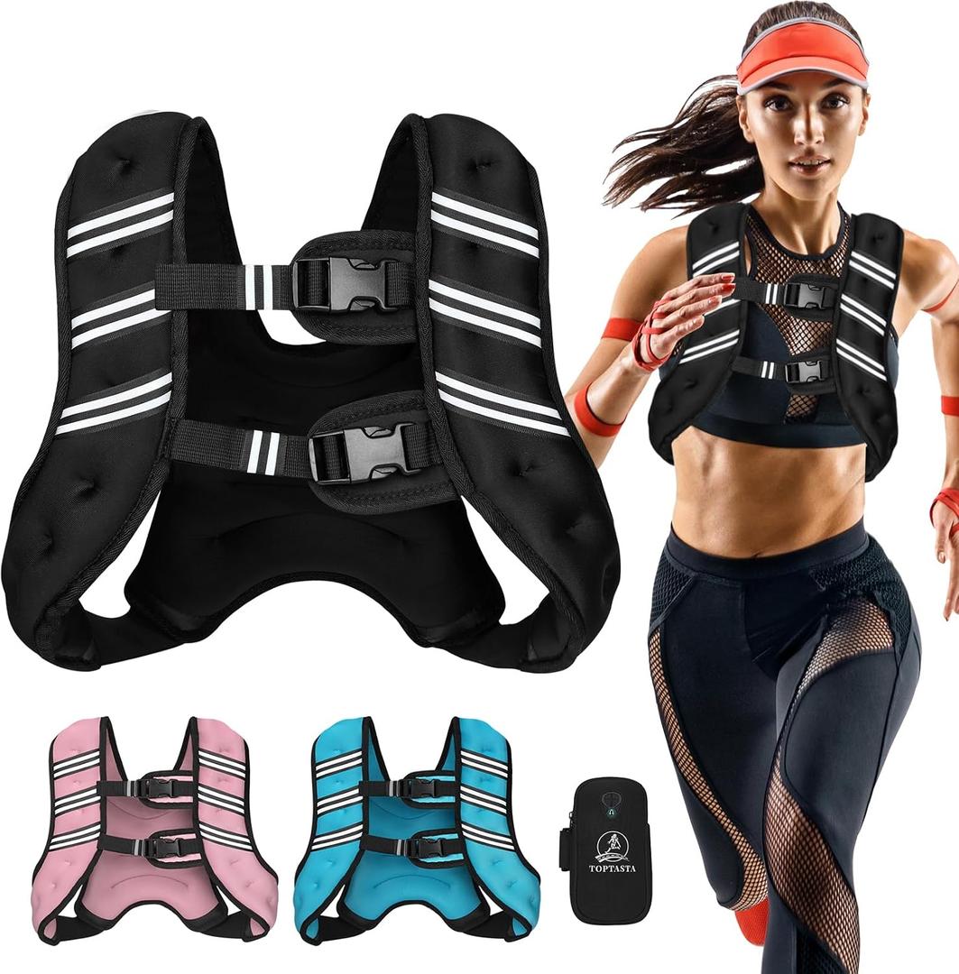 Weighted Vest for Women Men, 20lb Adjustable Weight Vest with Reflective Stripes for Workout, Strength Training, Running, Fitness, Muscle Building, Weight Loss, Rucking Vest With Phone Pouch