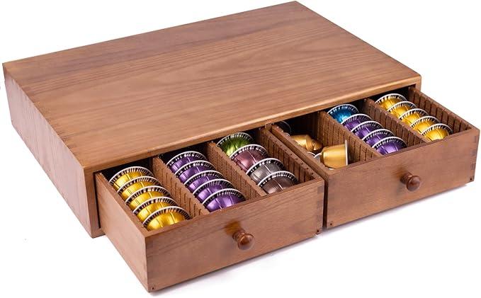 Coffee Pod Storage Holder, Pods Holder Storage for Coffee Capsules, Wooden Coffee Pod Organizer for Coffee Capsules, Extra Large Capatity Coffee Pods Storage