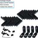 20Pcs 2020 Aluminum Extrusion Black Corner Bracket T Slot Inside L Shape Joint Angle Hardware Connector with Screws for 20 Series 20/20 2040 V Slot Extruded Aluminum Profile