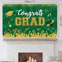 3 x Green Gold Graduation Banner Backdrop Class of 2026 Graduation Party Decorations Supplies Congrats Grad Fabric Backdrop Background for High School College University Indoor Outdoor 71 x 43 in