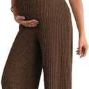 BLENCOT Women's Jumpsuits Casual Ribbed Adjustable Strap Sleeveless Wide Leg Long Pants Maternity Jumpsuit Brown, Small