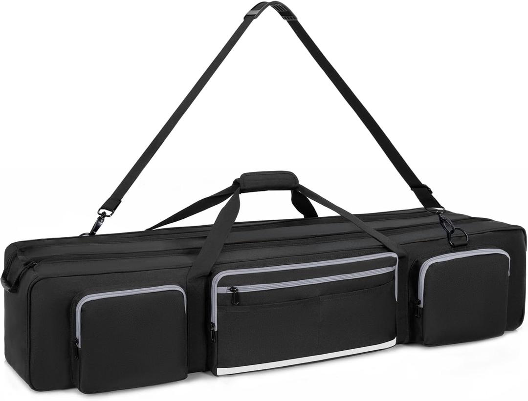 Tripod Carrying Case, Heavy Duty Tripod Bag With Padded Divider Light Stand Bag Dual Zipper Monopod Case for Monopods, Mic Stand, Tent Pole, Gear (42 In (40.6 x 9.4 x 9.8 IN)