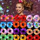 24 Pcs Light Up Scrunchies Hair Ties for Girls LED Scrunchie Hair Bands, Glow in the Dark Hair Party Supplies, Neon Glow Sticks Rave Accessories for Halloween, Christmas, and New Year