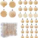 Velvet Christmas Balls 48pcs Flocked Christmas Tree Ornaments Set Shatterproof Christmas Ornaments with Hanging Rings Suitable for Xmas Tree Holiday Decor(Creamy White)